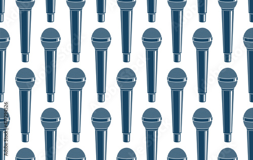 Microphones seamless vector abstract wallpaper background.