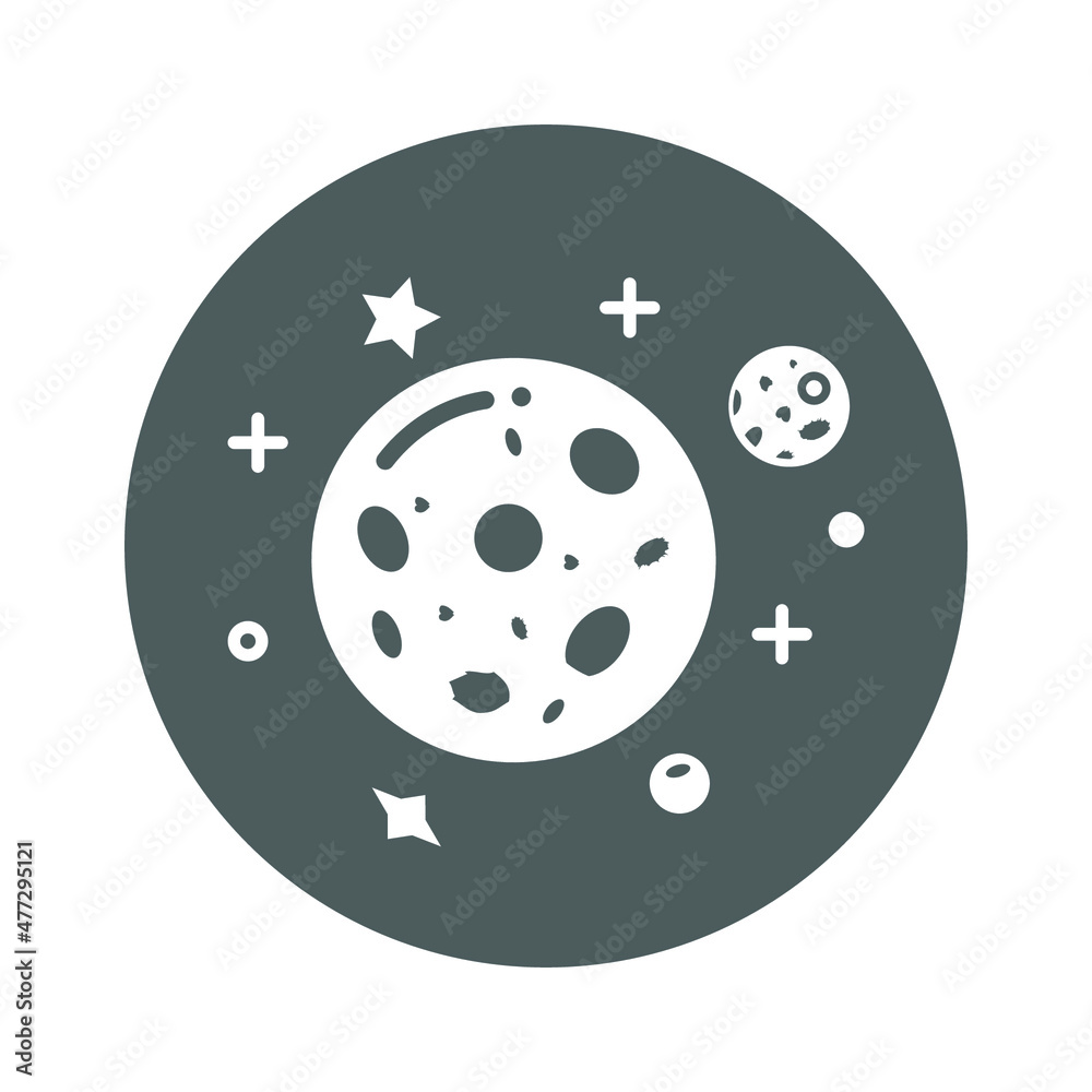 Obraz premium Moon, planet, space icon. Gray vector sketch.