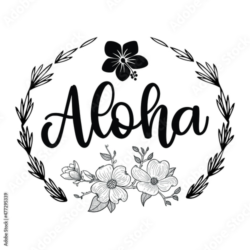 Aloha Beach Happy summer shirt print template, Beach life, Sea therapy tropical floral vector