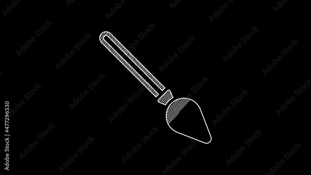 White line Handle broom icon isolated on black background. Cleaning service concept. 4K Video motion graphic animation