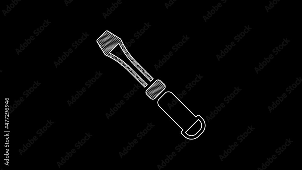 White line Screwdriver icon isolated on black background. Service tool symbol. 4K Video motion graphic animation White line Screwdriver icon isolated on black background. Service tool symbol. 4K Video motion graphic animation