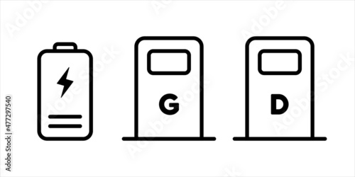 Gas and charging station. Green energy. Vector on isolated background. EPS 10