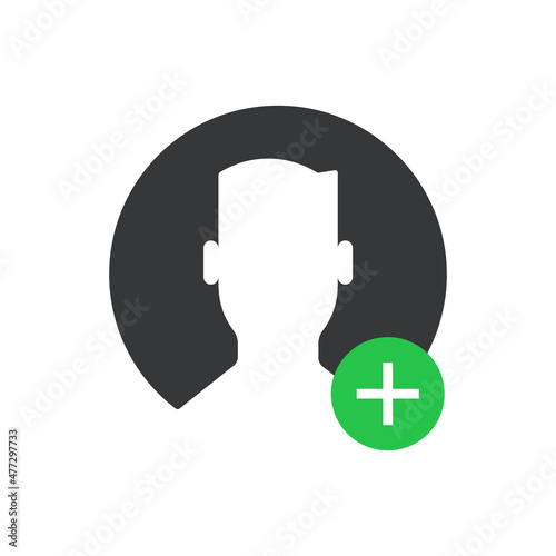 Add user photo icon. Avatar. Add stories. Social media concept. Vector on isolated background. EPS 10