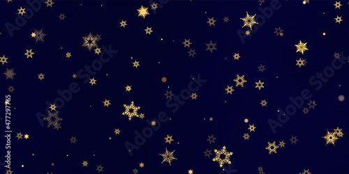 Gold Falling Snowflakes seamless pattern.