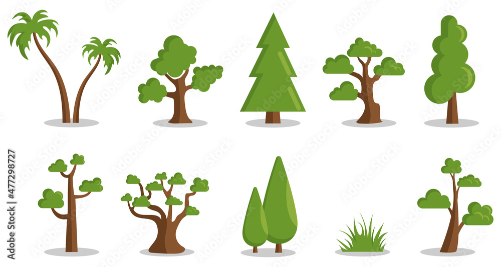 Fototapeta premium Different Vector Trees. Collection of plants for design.