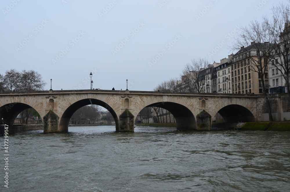 Stone bridges over the river Seine in Paris