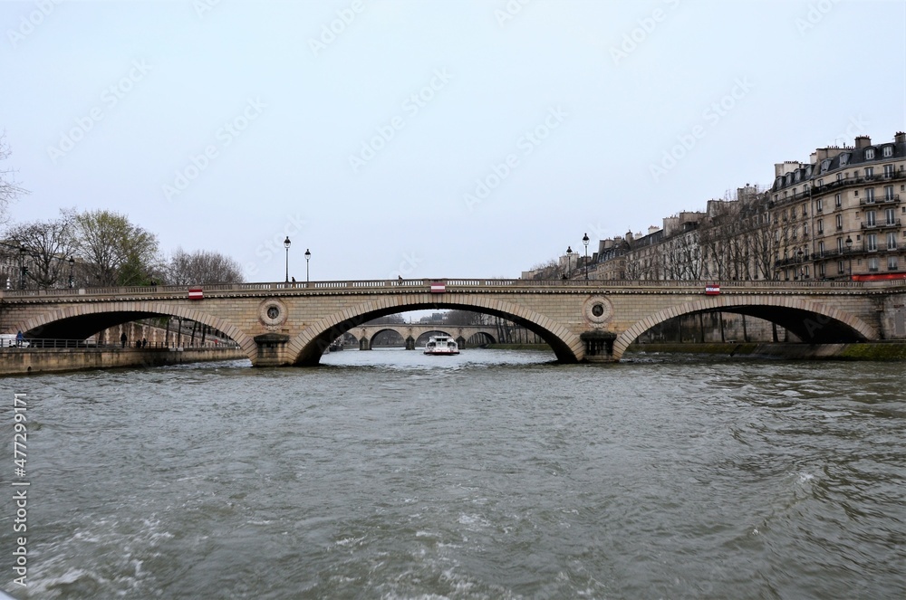 Stone bridges over the river Seine in Paris