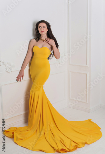 Middle age Lady in fancy modern fashionable dress, evening dress concept, inspire for women