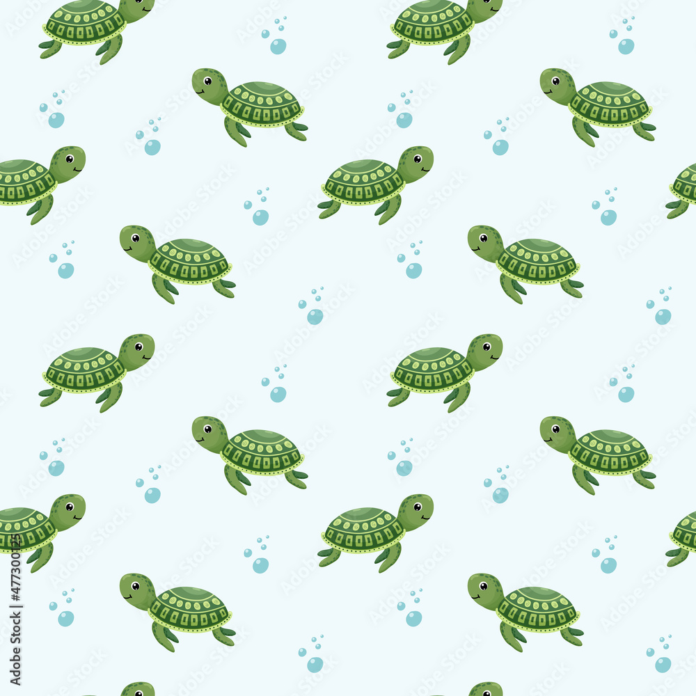 Childish seamless pattern with turtle. Perfect for kids apparel,fabric, textile, nursery decoration,wrapping paper.