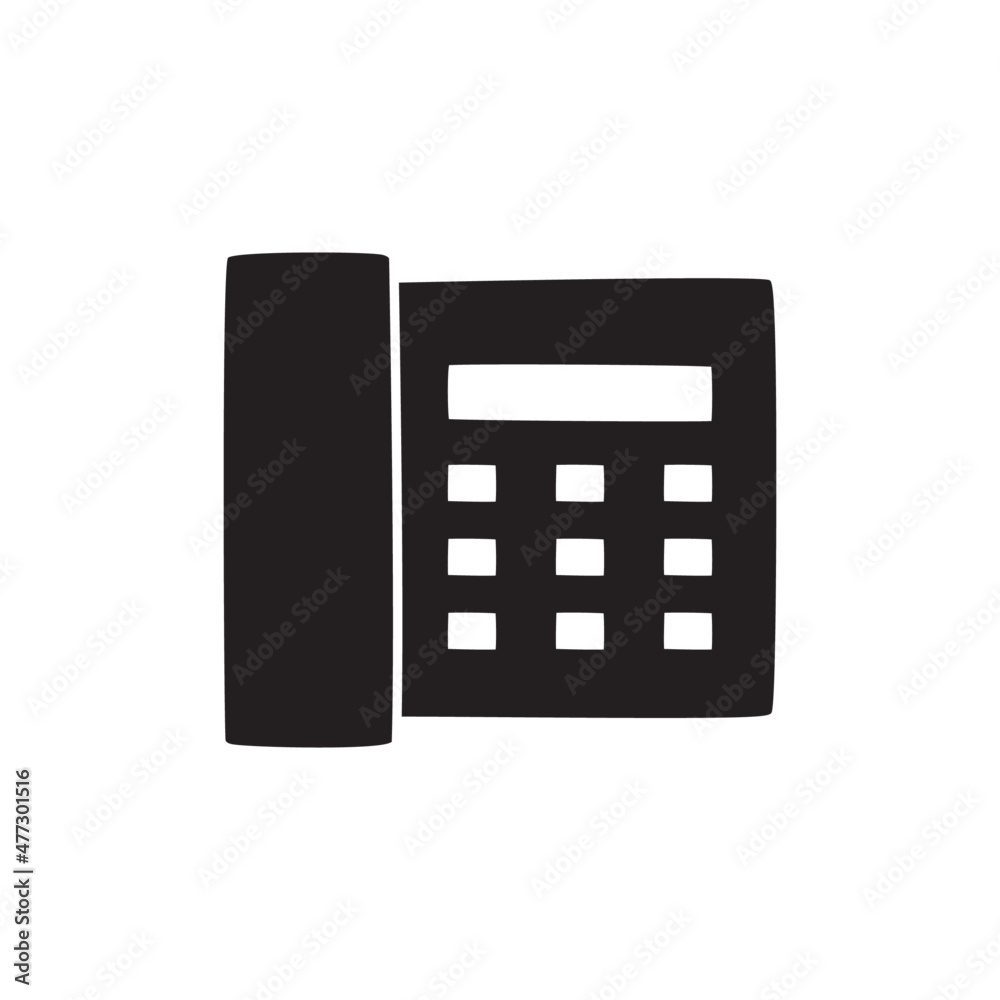 Phone Icon in black flat glyph, filled style isolated on white background