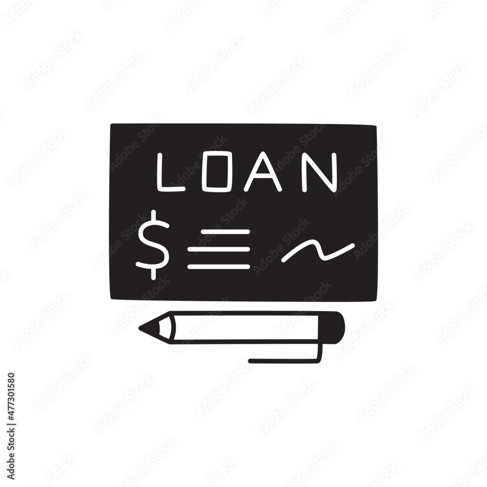 Loan Icon in black flat glyph, filled style isolated on white background Loan Icon in black flat glyph, filled style isolated on white background