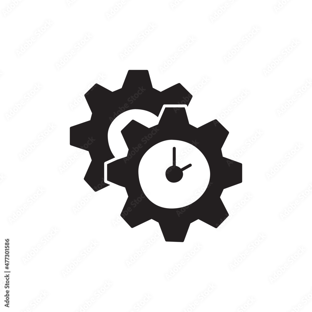 Time Management Icon in black flat glyph, filled style isolated on white background