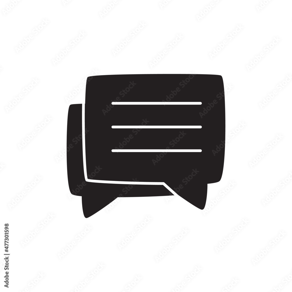 Chat Icon in black flat glyph, filled style isolated on white background Chat Icon in black flat glyph, filled style isolated on white background