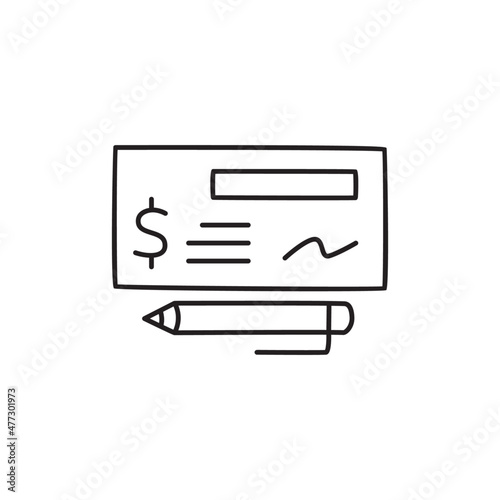 Payment Check Icon  in black line style icon, style isolated on white background