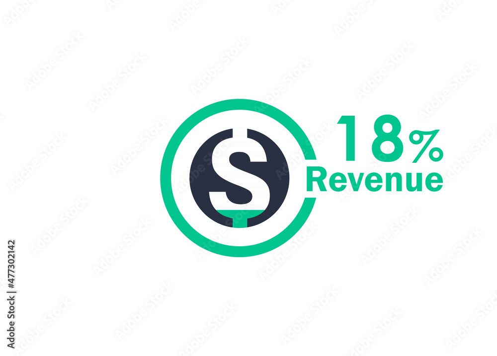 18% revenue design vector image