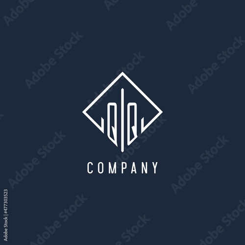 QQ initial logo with luxury rectangle style design