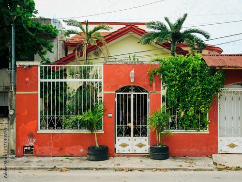 A red house in Tulum, Quintana Roo, Mexico photo