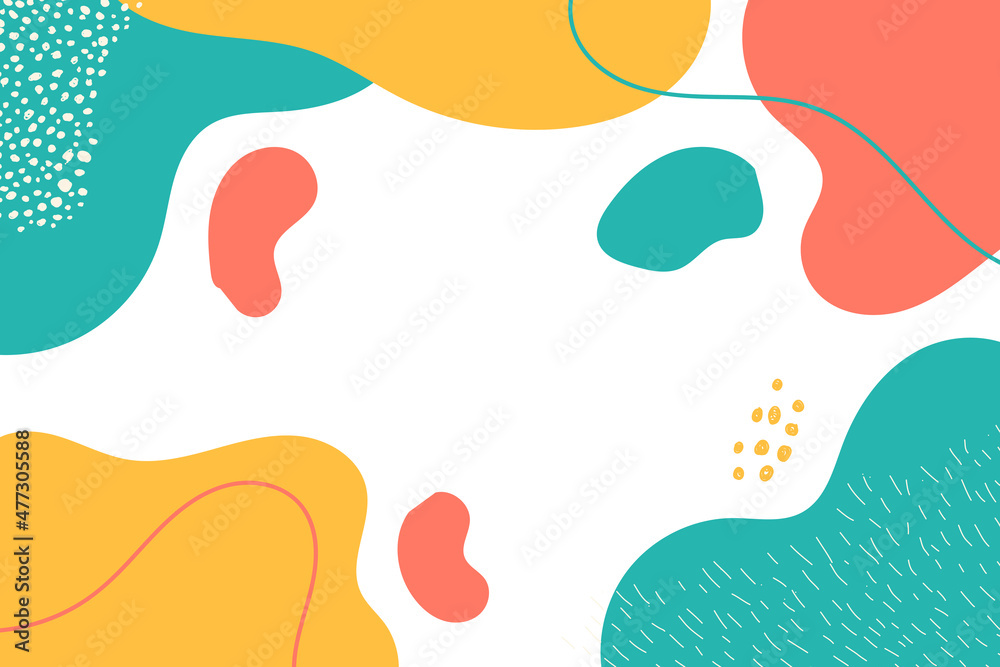 Abstract backgrounds with geometric shapes and hand draw liquid shapes in pastel colors. Modern design template with space for text. Minimal stylish cover for branding design. Vector illustration