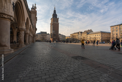 Krakow, Poland December 15, 2021; Architecture of the city of Krakow, Lesser Poland.