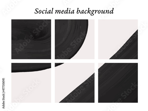 Plantillas de diseño para publicaciones en redes sociales de manchas de pintura en color negro con espacio para texto e imágenes