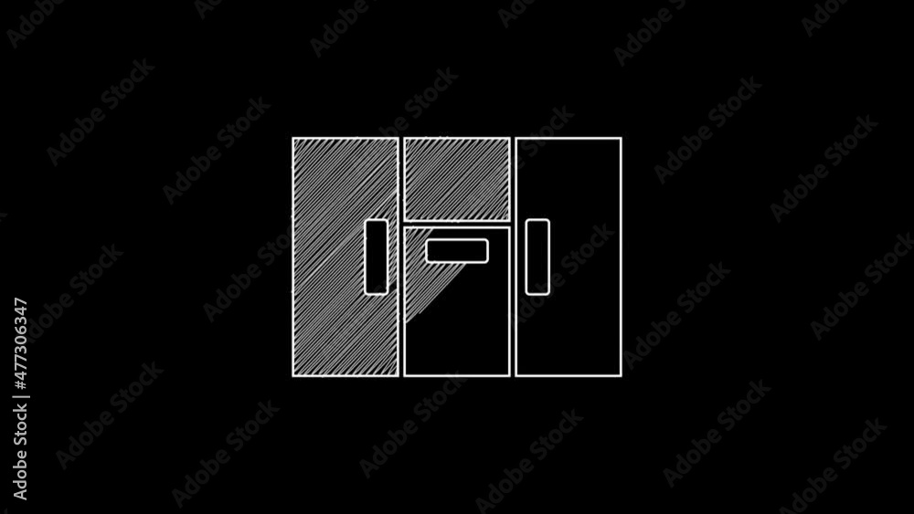 White line Wardrobe icon isolated on black background. 4K Video motion graphic animation White line Wardrobe icon isolated on black background. 4K Video motion graphic animation