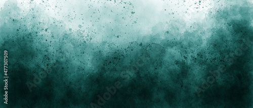 Obraz na plátně light sea blue green sky gradient watercolor background with clouds texture