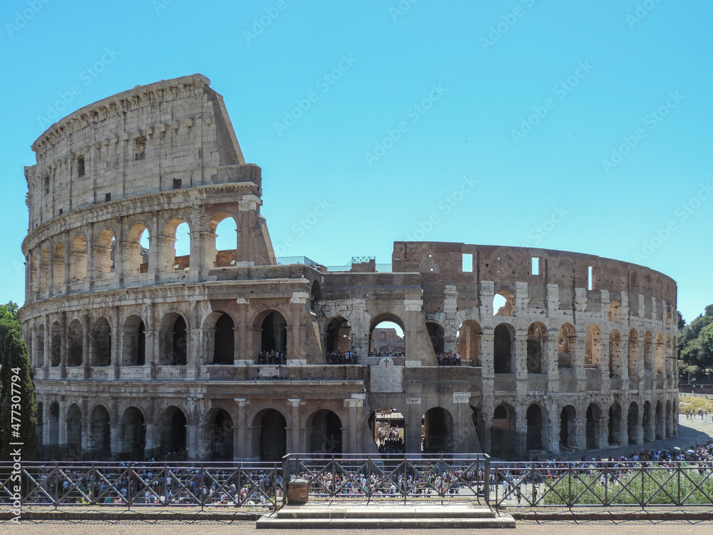 Rome, Italy, June 2017 - view of the Colosseo, one of the most famous spots in Rome