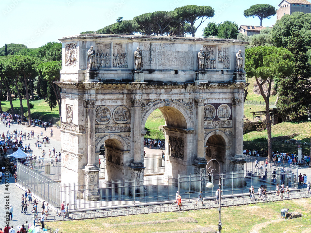 View of Arco di Constantino, seen from the Colosseo - Rome, Italy