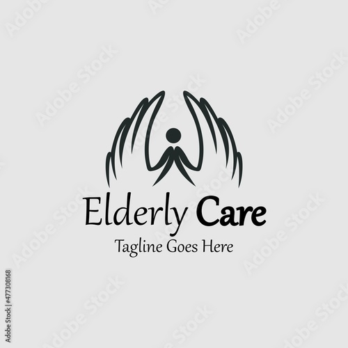 Elderly care logo design template. Vector illustration