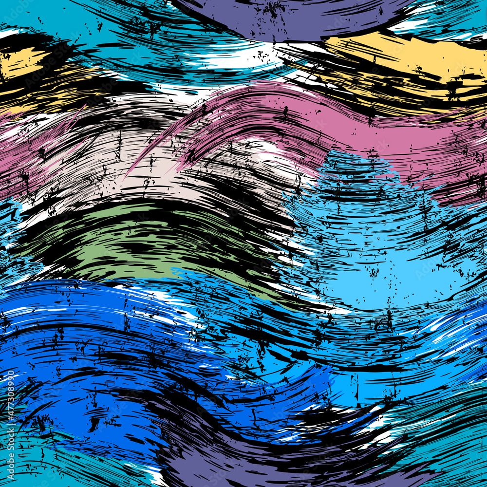 seamless pattern background, with waves, paint strokes and splashes, grungy seamless pattern background, with waves, paint strokes and splashes, grungy