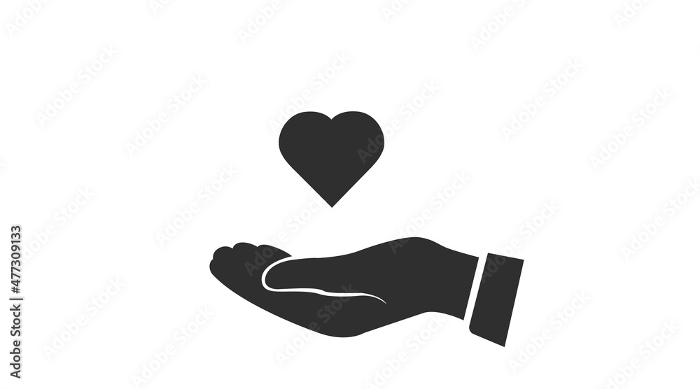 Hand and Heart Icon. Vector isolated editable flat illustration Hand and Heart Icon. Vector isolated editable flat illustration