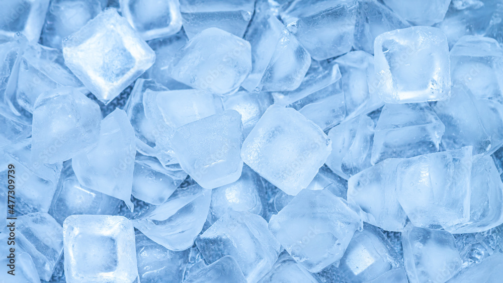 Close up ice cube background macro photography isolated on white background
