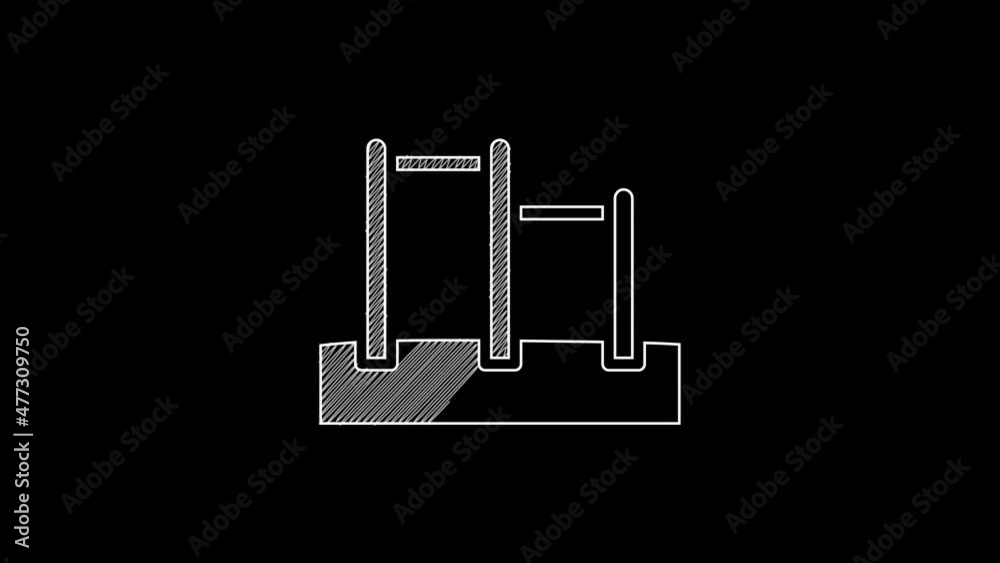 White line Sport horizontal bar icon isolated on black background. 4K Video motion graphic animation White line Sport horizontal bar icon isolated on black background. 4K Video motion graphic animation