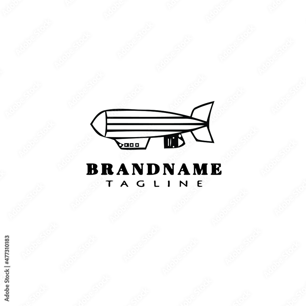 Obraz premium dirigible logo cartoon icon design template black isolated vector cute
