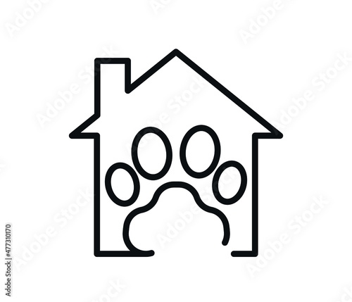 Animal rescue center or dog hotel, or veterinary clinic with a paw. editable vector, logo.