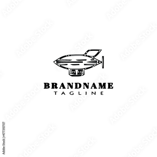 flat dirigible logo cartoon icon design template black isolated vector illustration