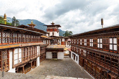Courtyard of Trongsa Dzong monastery, Bhutan, Asia photo