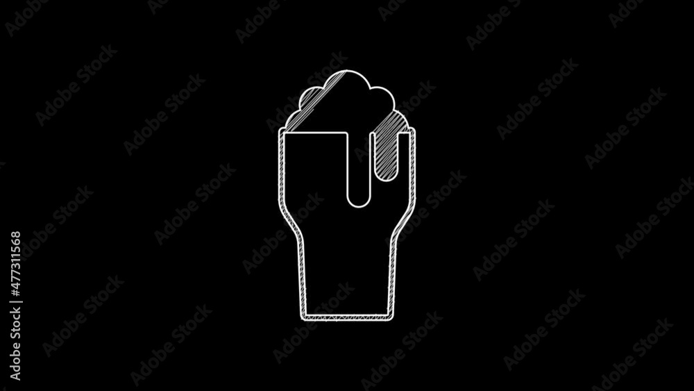 White line Glass of beer icon isolated on black background. 4K Video motion graphic animation White line Glass of beer icon isolated on black background. 4K Video motion graphic animation