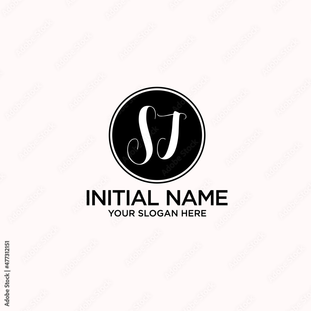 SJ monogram logo template vector	