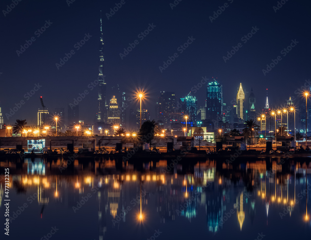 Night view of Dubai, United Arab Emirates Night view of Dubai, United Arab Emirates