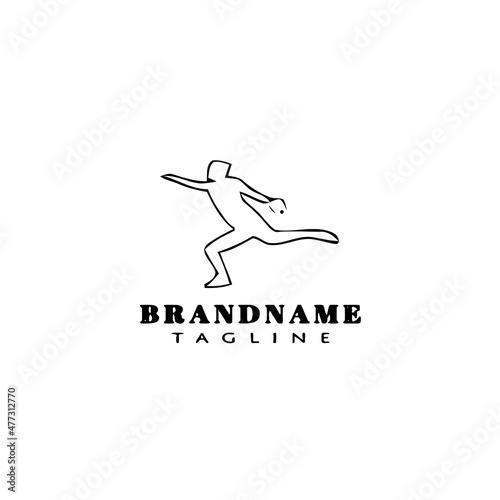 discus thrower logo cartoon icon design template black isolated vector illustration