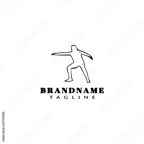 discus thrower logo cartoon icon design template black isolated vector illustration