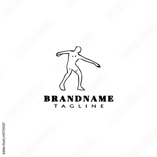 discus thrower logo cartoon icon design template black isolated vector illustration