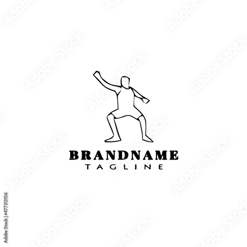 discus thrower logo cartoon icon design template black isolated vector illustration