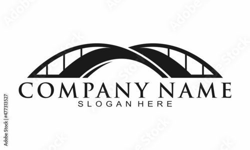 Black river bridge vector logo