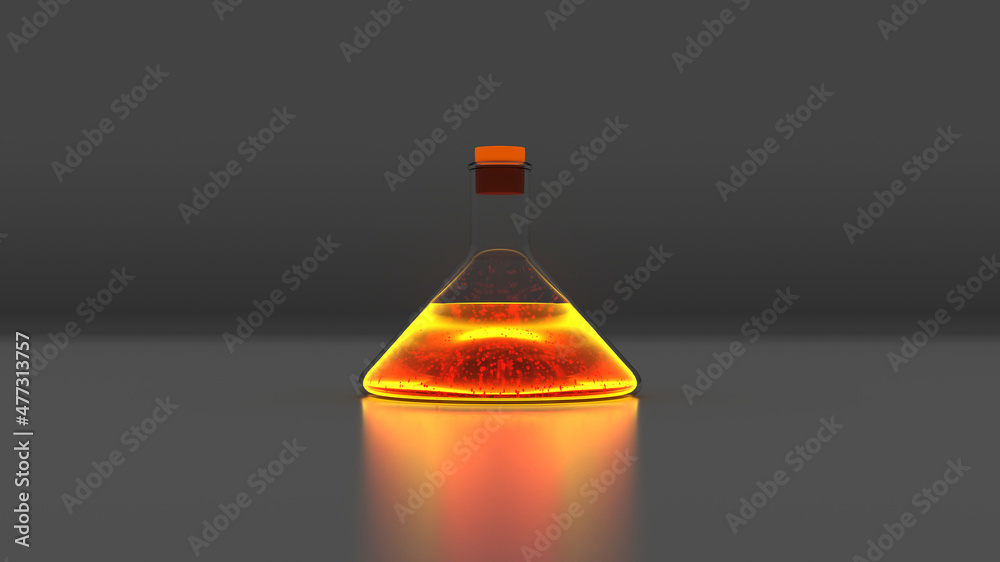 Erlenmeyer Flask with chemical liquid 3D Illustration Erlenmeyer Flask with chemical liquid 3D Illustration