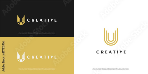 letter U logo line design, Minimalist U initial based vector icon.	