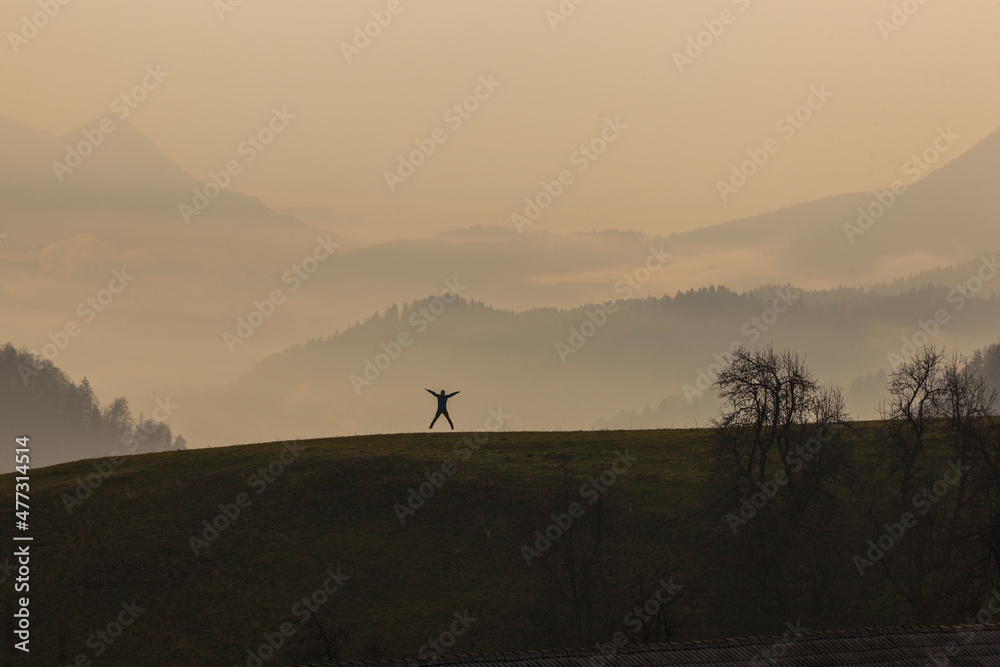 Sunset Time in the Julian Alps, Autumn Season European Alps, Bled Radovljica, Slovenia Sunset Time in the Julian Alps, Autumn Season European Alps, Bled Radovljica, Slovenia