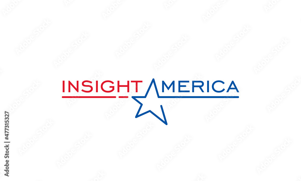 vector illustration logo design for insight america with a star graphic as letter A in simple modern line style