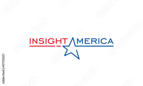 vector illustration logo design for insight america with a star graphic as letter A in simple modern line style